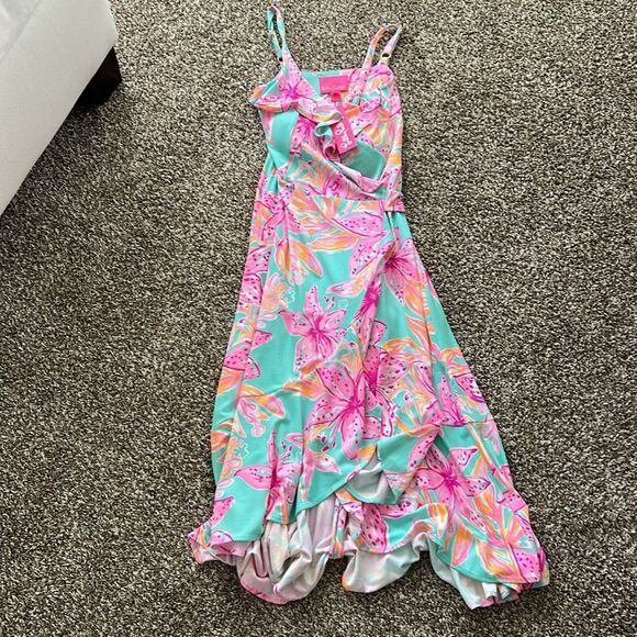 NWT Lilly Pulitzer Fontaine Wrap High Low Sleeveless Beach Tropical Dress XS - Picture 3 of 11